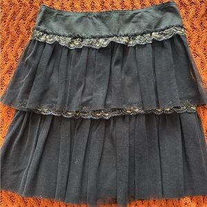 Philosophy di Alberta Ferretti Black and Gold Layered Mini Skirt